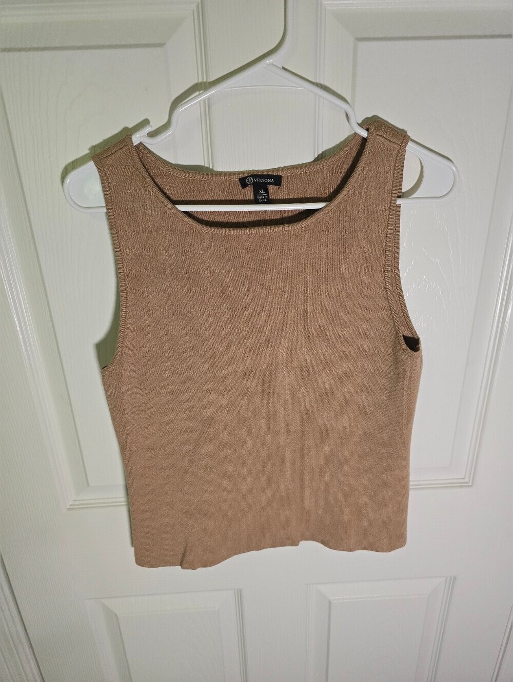 Versona Womens Classic Ribbed Heavy Tank Top Tan XL